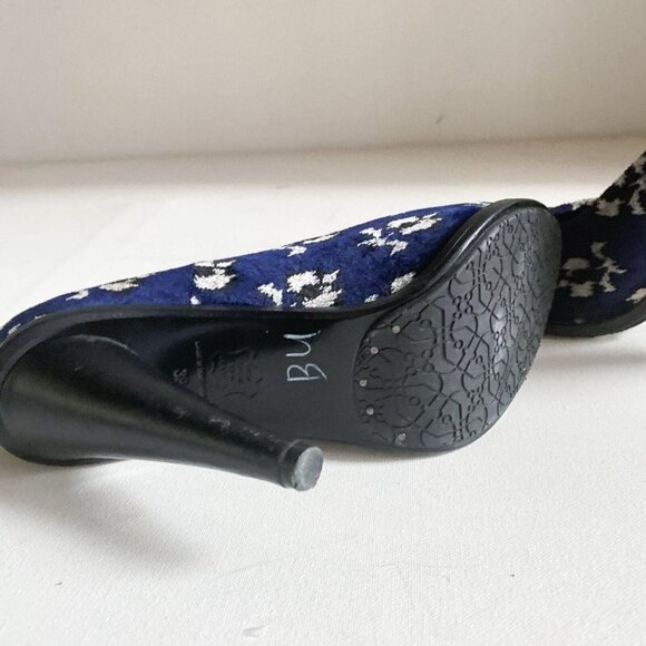 Opening Ceremony Blue Floral Velvet Hidden Platform Heels 39 - Picture 7 of 9